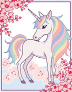 Pastel Unicorn Floral Frame Rug