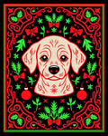 Festive Dog Christmas Ornament Border Rug