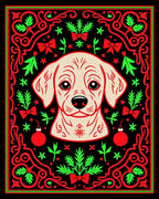 Festive Dog Christmas Ornament Border Rug