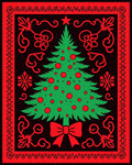 Festive Green Christmas Tree Red Border Rug