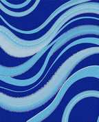 Deep Blue Ocean Wave Abstract Rug