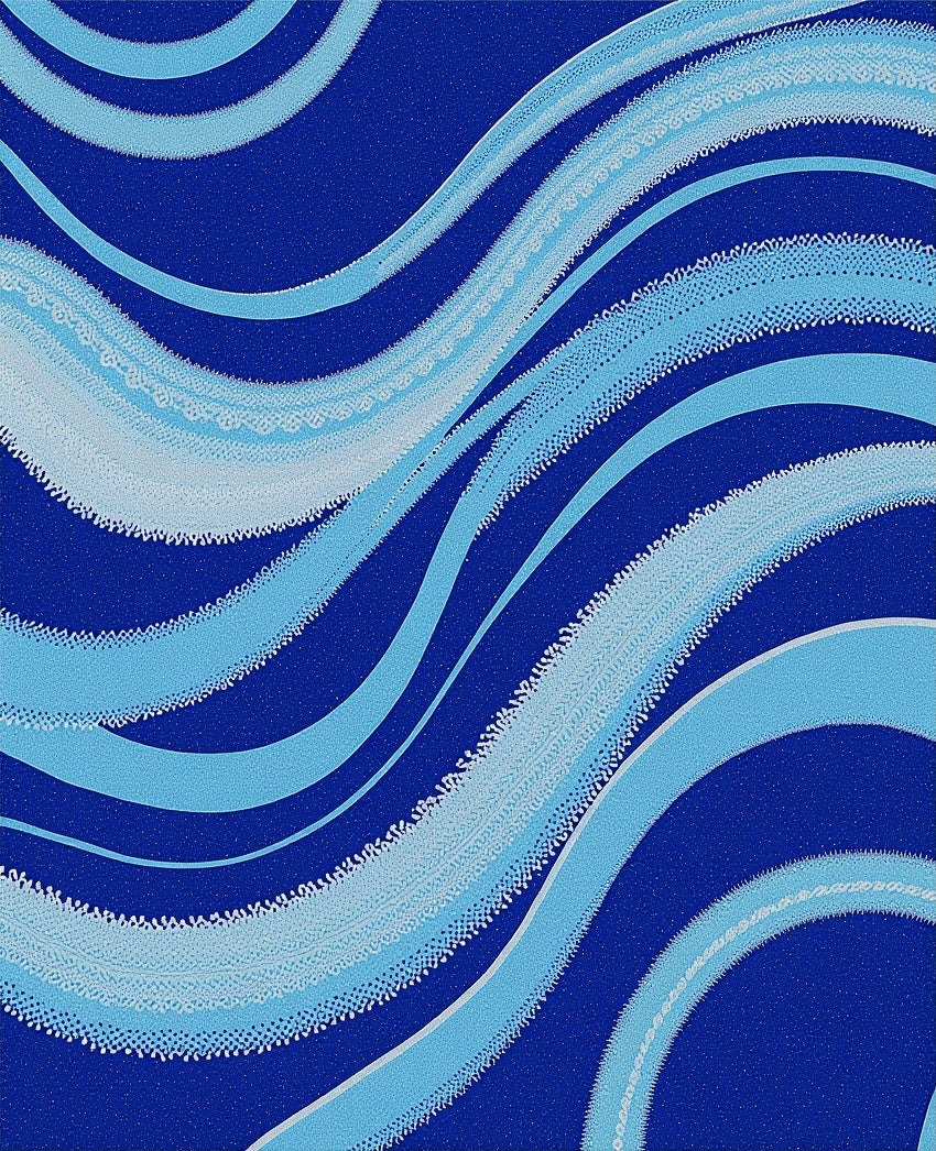 Deep Blue Ocean Wave Abstract Rug