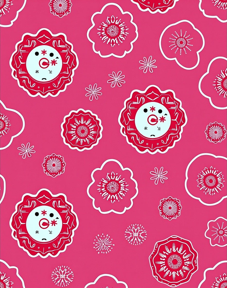 Crimson Floral Medallion Faces Rug
