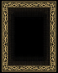 Golden Floral Vine Dotted Frame Rug