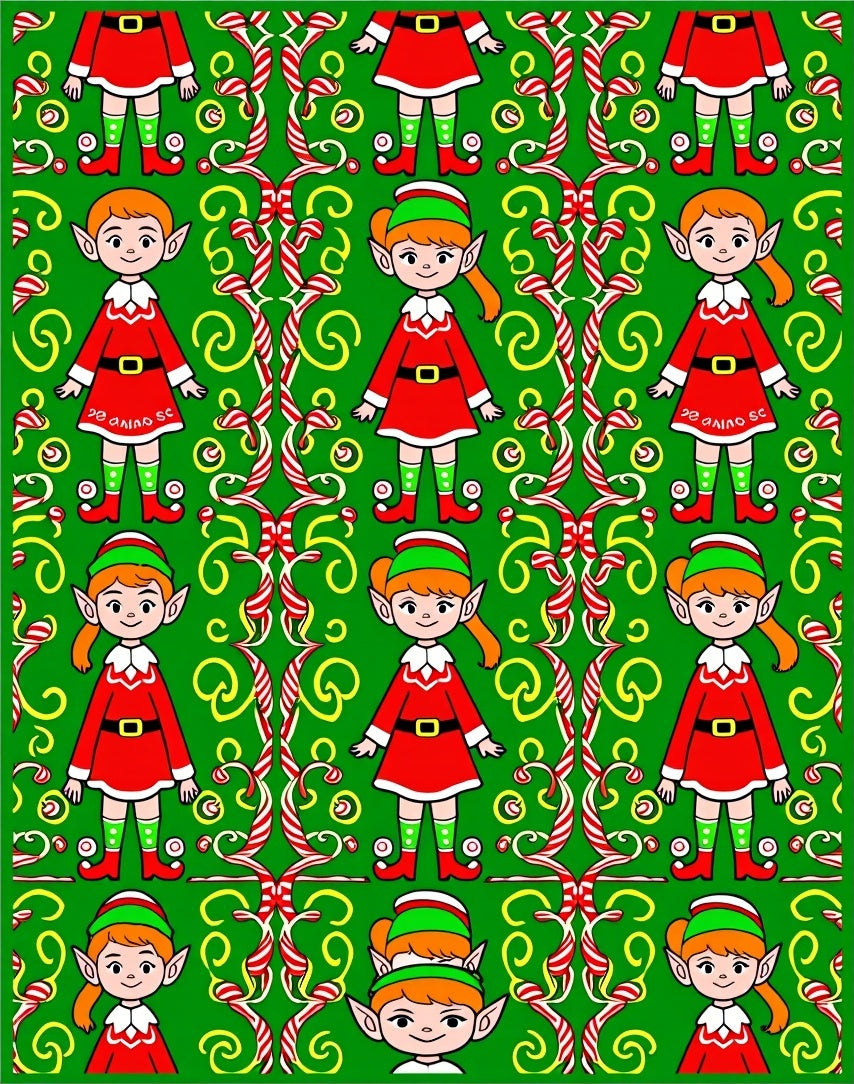 Elf Christmas Candy Cane Swirl Rug
