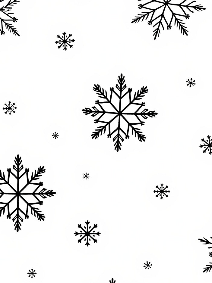 Black Snowflakes on White Background Rug