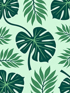 Deep Green Tropical Foliage Rug