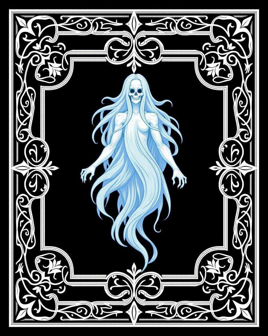 Pale Ghostly Spirit Ornate Frame Rug