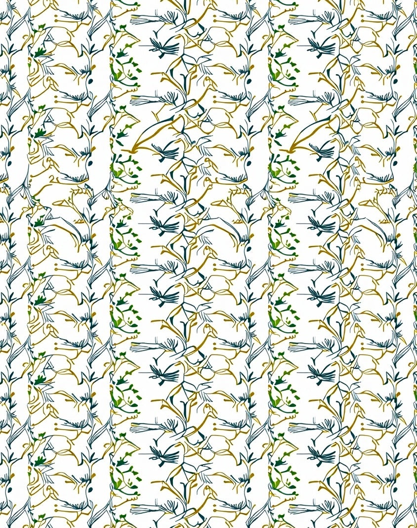 Abstract Vertical Botanical Swirls Multi-color Rug