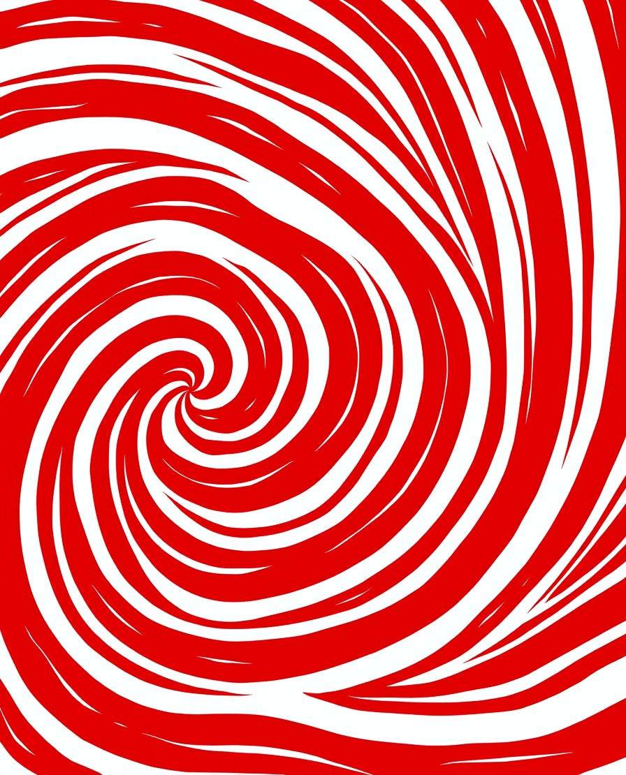 Vibrant Red Swirl Abstract Rug