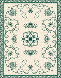 Elegant Teal Floral Scrollwork Rug