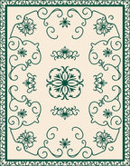 Elegant Teal Floral Scrollwork Rug