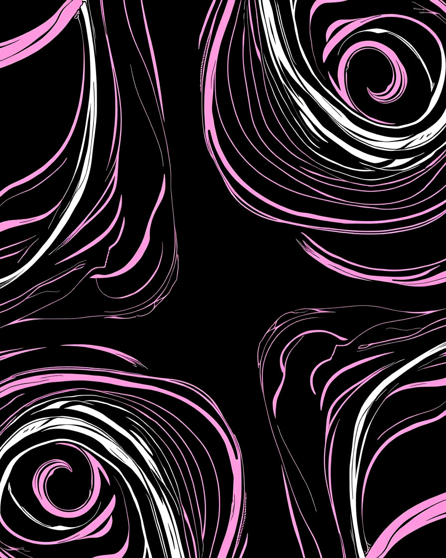 Pink Swirl Abstract Black Rug