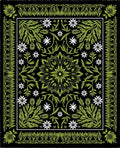 Lush Green White Floral Medallion Rug