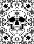 Bold Black Skull Floral Frame Rug