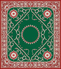 Classic Green Red Floral Medallion Rug