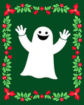 Happy White Ghost Green Holly Border Rug