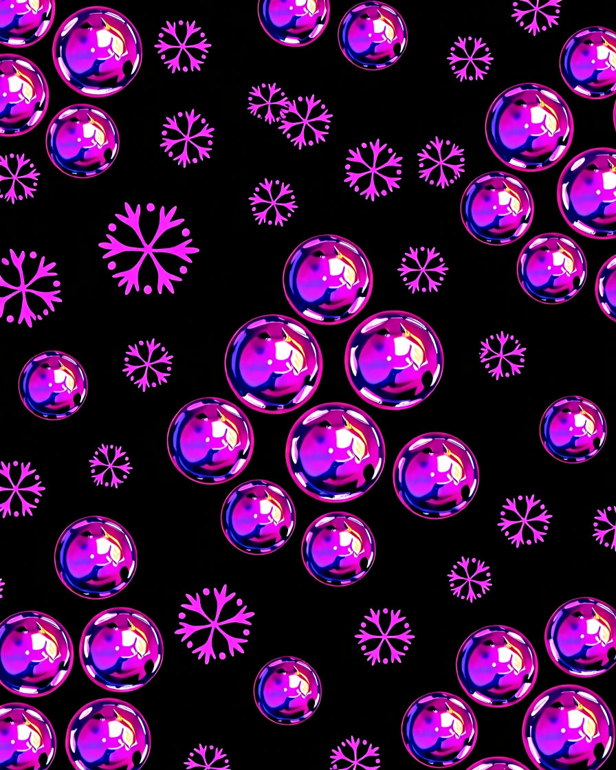 Vibrant Pink Bubbles Snowflakes Rug
