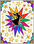 Dancer Amidst Colorful Starburst Rug