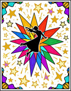 Dancer Amidst Colorful Starburst Rug