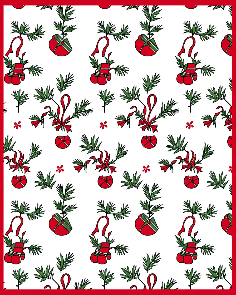Red Green Festive Ornament Garland Rug