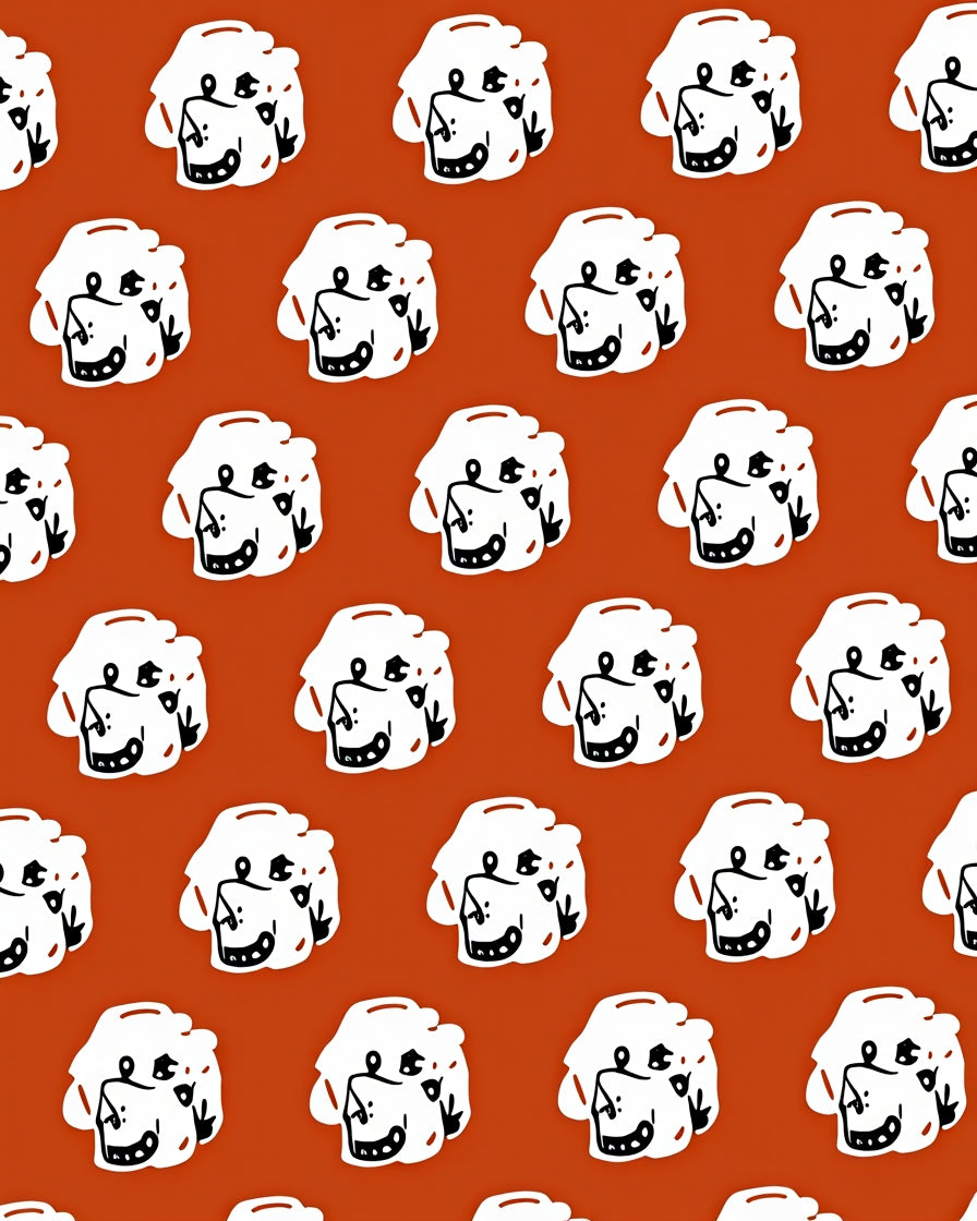 Playful White Puppy Face Terracotta Rug