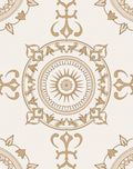 Cream Brown Medallion Filigree Rounds Rug