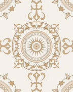 Cream Brown Medallion Filigree Rounds Rug