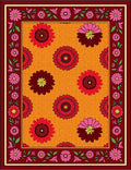 Scarlet Crimson Floral Sunburst Rug