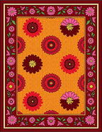 Scarlet Crimson Floral Sunburst Rug