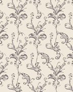 Elegant Beige Ivory Flourish Scroll Rug