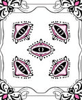 Whimsical Pink Eye Medallion Border Rug