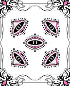 Whimsical Pink Eye Medallion Border Rug