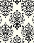 Classic Black and Cream Damask Ornament Rug