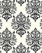Classic Black and Cream Damask Ornament Rug
