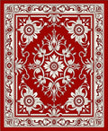 Red Cream Floral Scroll Border Rug