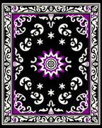Black Purple White Floral Mandala Rug