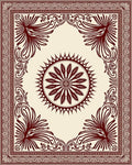 Crimson Sunburst Floral Border Medallion Rug