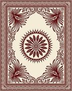 Crimson Sunburst Floral Border Medallion Rug