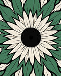 Green Beige Sunflower Mandala Rug