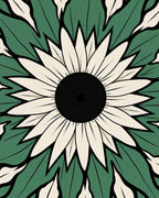 Green Beige Sunflower Mandala Rug