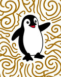 Playful Penguin Golden Swirls Rug