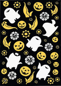Black White Yellow Halloween Ghosts Rug