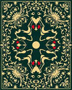 Elegant Black Gold Floral Medallion Rug