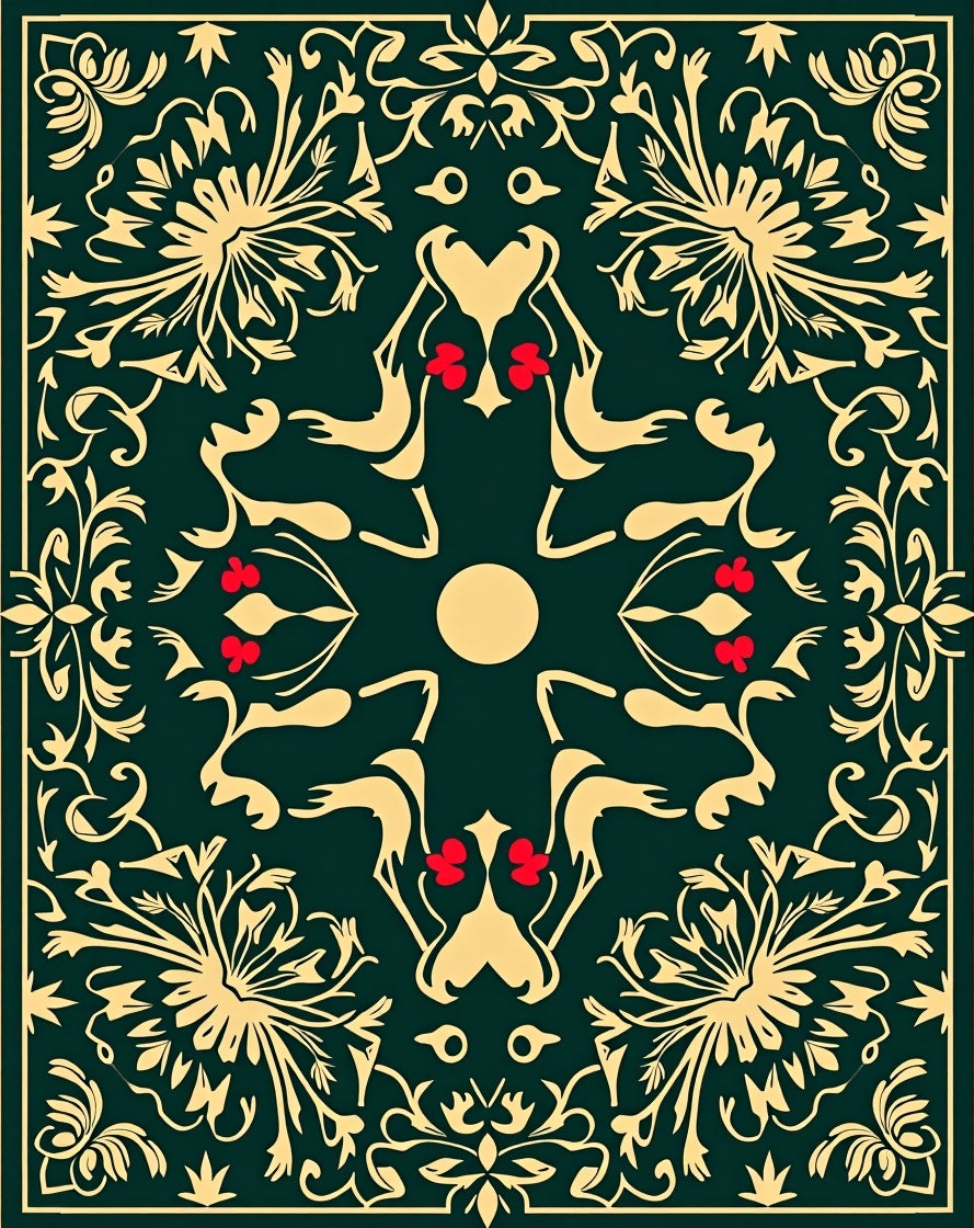 Elegant Black Gold Floral Medallion Rug