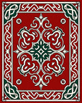 Crimson Red Ornate Scrollwork Rug