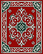 Crimson Red Ornate Scrollwork Rug