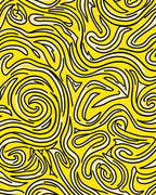 Vibrant Yellow Swirl Flow Rug