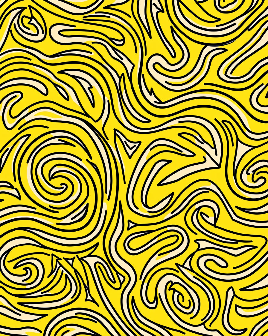 Vibrant Yellow Swirl Flow Rug