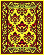 Scarlet Red Floral Border Medallion Rug